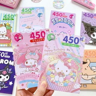 SANRIO สติกเกอร์ ลายการ์ตูน Kuromi Melody Cinnamoroll Graffiti สําหรับตกแต่งแล็ปท็อป แก้วน้ํา 450 ชิ้น