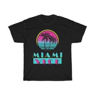 T-shirt  เสื้อยืด พิมพ์ลาย Miami Vice Action TV Series Don Johnson สีดํา สําหรับผู้ชายS-5XL