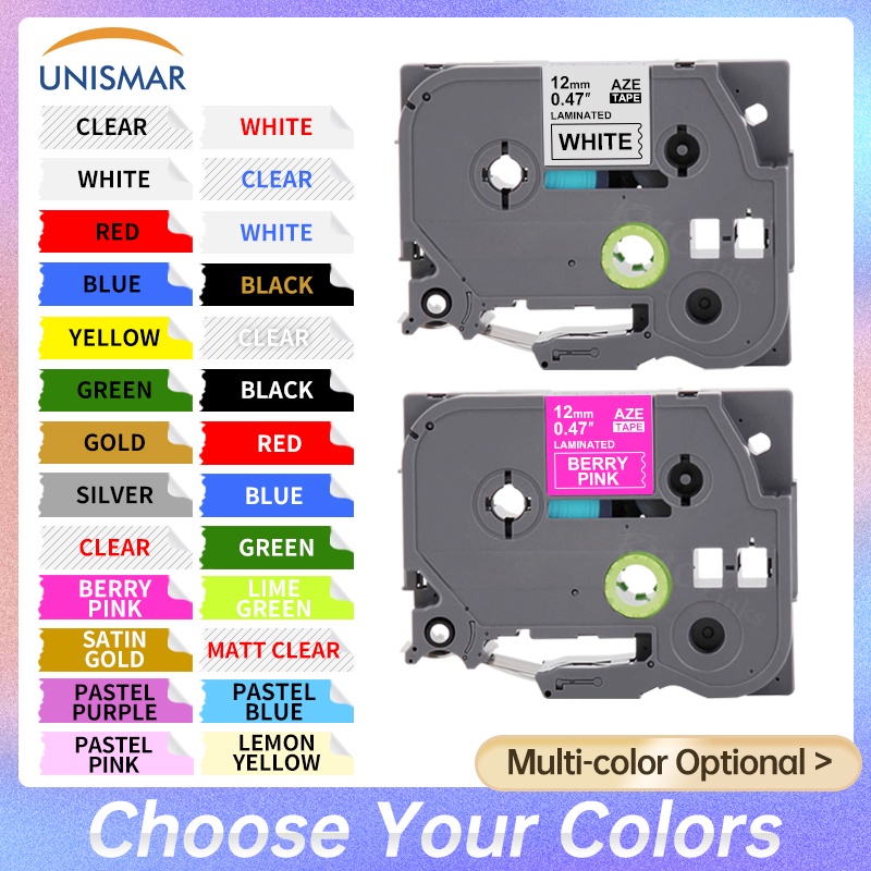 เทปฉลาก 12 มม. คละสี สําหรับ Brother TZe TZe231 TZe221 TZe211 Brother P-Touch TZe-231