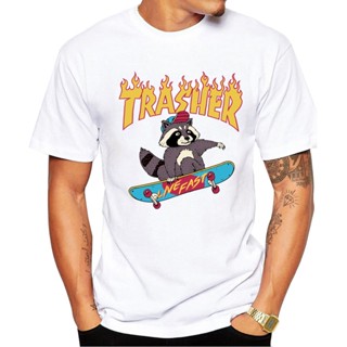 เสื้อเบลาส์ TEEHUB ลําลอง Trasher ผู้ชายเสื้อยืดแฟชั่นการ์ตูน Lemur พิมพ์ Hipster Tshirts เสื้อยืดแขนสั้นเสื้อยืดพื้นฐาน