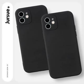 JURSUE เคสไอโฟน เคสซิลิโคนนุ่มกันกระแทก เคสโทรศัพท์ สีดำ Compatible for iPhone 17 Air 16 15 14 13 12 11 Pro Max SE 2020 X XR XS 8 7 Plus พลัส YCS14
