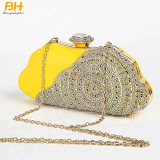 กระเป๋าราตรี ทรงกลม ประดับเพชร คริสตัล คุณภาพสูง สีสันสดใส สไตล์เจ้าหญิง สังคมออนไลน์ สําหรับใส่อาหารค่ํา