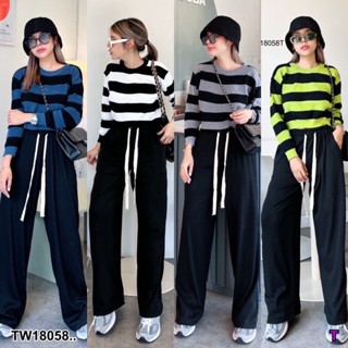 ❄️⚡️ Set 2 ชิ้น Knit Stripes Set เซทเสื้อไหมพรมแขนยาว ถักทอลายทางสลับสีกันอย่างสวยงาม