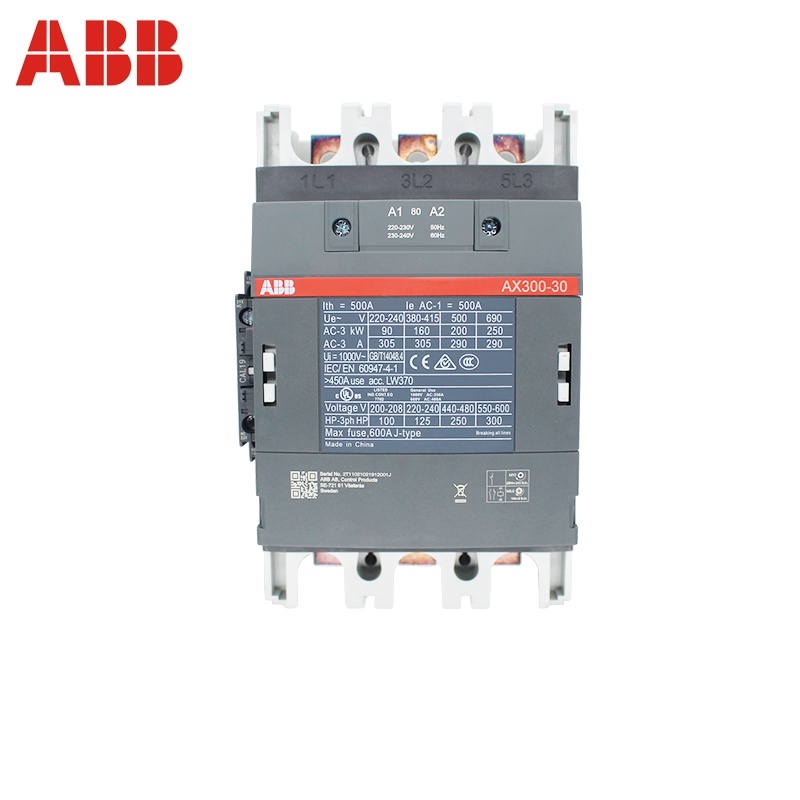 HB ABB คอนแทคเตอร์ 3 ชั้น AX series 1NC & 1NO 50HZ/60HZ 24V~440V 300A AX300-30-11