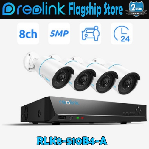 Reolink RLK8-510B4-A 5MP NVR 8-Channel PoE Security Camera,Unfiling 24/7 Recording,Built-in 2TB,Peop