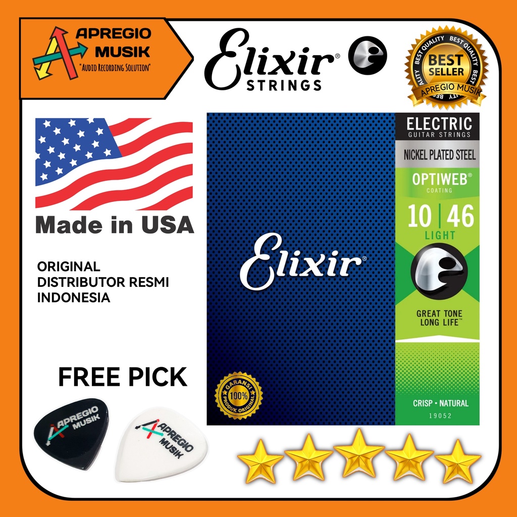 ELIXIR OPTIWEB สายไฟฟ้า Elixir Optiweb สายกีตาร์ Original USA