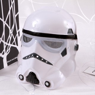 หน้ากากอัศวิน Star Wars ธีมภาพยนตร์ทหาร สีขาว สีดํา สีขาว