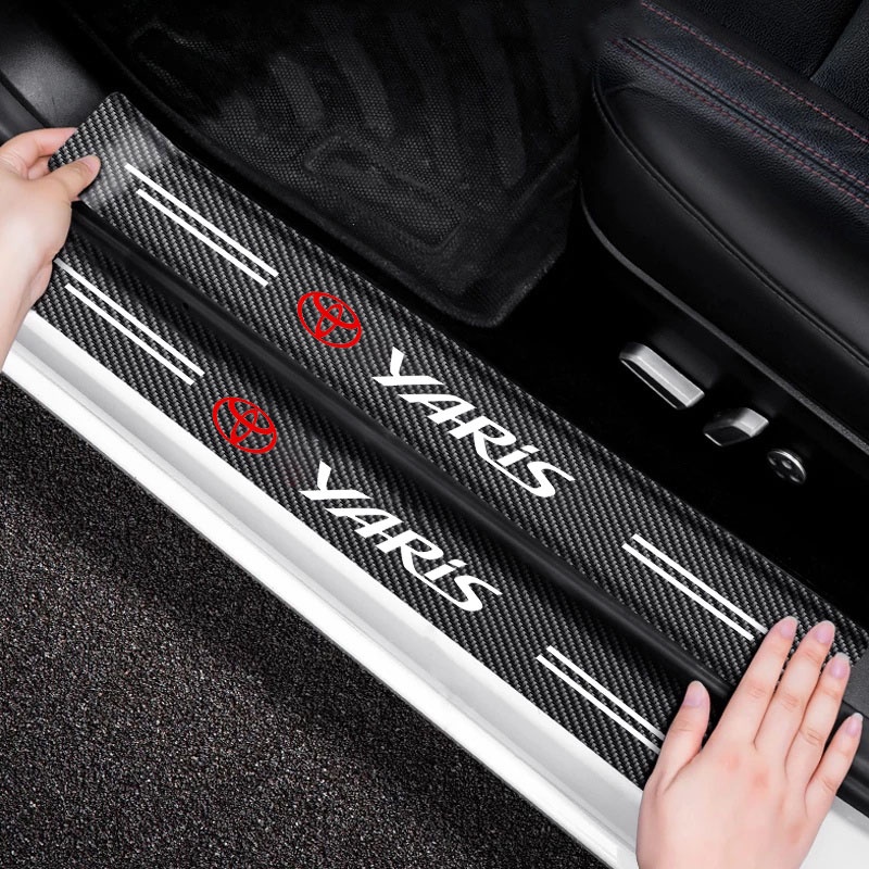 สติกเกอร์คาร์บอนไฟเบอร์ ป้องกันรอยขีดข่วน กันน้ํา สําหรับติดประตูรถยนต์ Toyota yaris