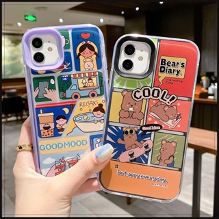 เคสโทรศัพท์มือถือแบบใส หนา กันกระแทก ลายการ์ตูนหมีสเก็ต สําหรับ iphone 14 6s 7 8 plus XR SE3 11 12 13 pro max 2 in 1