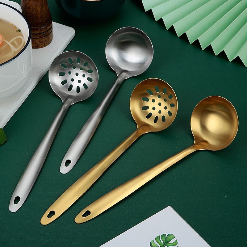 กระบวย กระชอน คุณภาพดี สแตนเลส (สีทอง) ราคาคุ้ม ตักซุป แข็งแรง มี2แบบให้เลือก 40148 olbighome.ส่งทุก