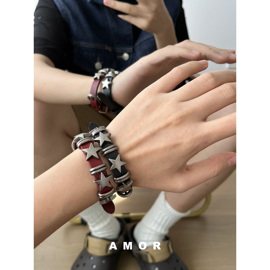 สร้อยข้อมือหนังดาว สร้อยข้อมือคนรักวินเทจพังก์ unisex