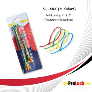 ProLock เคเบิ้ลไทร์มาตรฐานแบบแพ็ค คละรวมสี 4 นิ้ว และ 6 นิ้ว (สีแดง, สีเหลือง, สีเขียว, และสีฟ้า) จำนวน 32 ชิ้น / แพ็ค