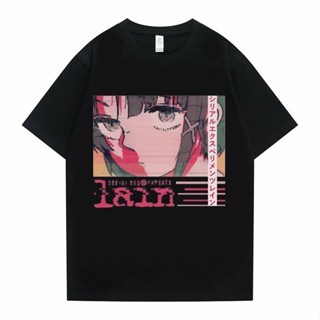 เสื้อสีขาว การทดลองอนุกรมอะนิเมะญี่ปุ่น Lain Tshirt Glitch Iwakura มังงะ Weeb สาว Sci Fi การ์ตูน Tshirt ผู้ชายผู้หญิงขนา