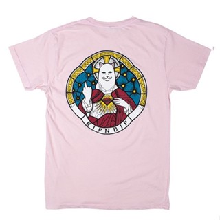 เสื้อยืดแขนสั้น คอกลม พิมพ์ลายแมว Ripndip Stained Glass สําหรับผู้ชาย