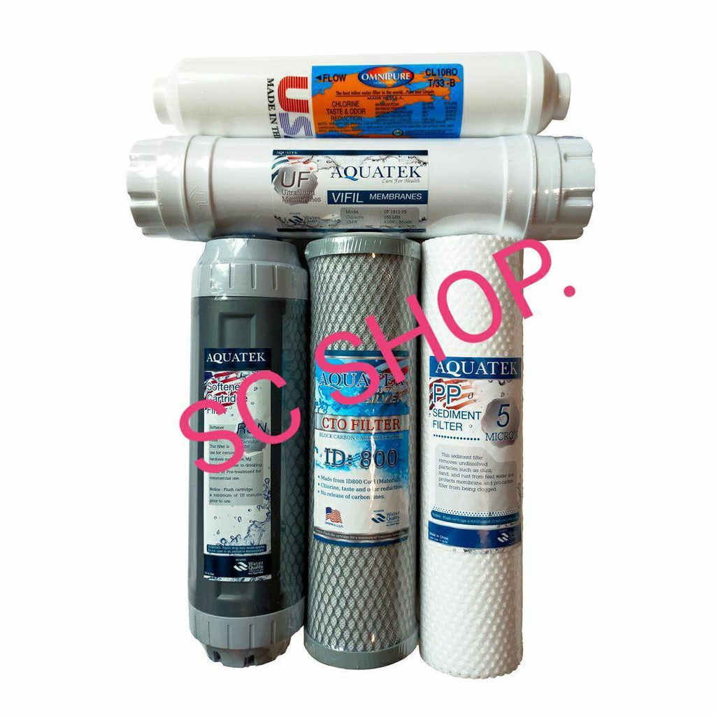Aquatek ชุดไส้กรองน้ำ 5 ขั้นตอน รุ่น UF ดูดซับกลิ่น คลอรีน สี จากน้ำ ได้ดี มีบริการเก็บเงินปลายทาง