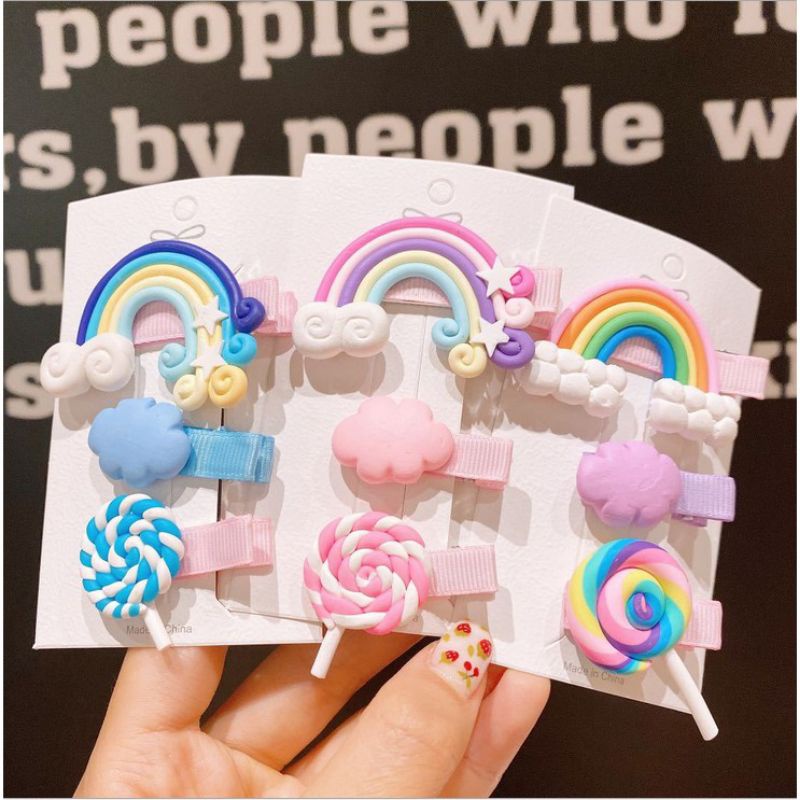 GIU-กิ๊ปลูกกวาดสายรุ้ง สีพาสเทล🌈