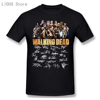 เสื้อยืดน่ารักๆ แฟชั่นผู้ชายเดินตายลายเซ็นคนรักแขนสั้นเสื้อยืดลําลอง O-neck 100% เสื้อยืดผ้าฝ้ายเสื้อยืดด้านบน