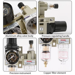 AC2010-02 1/4 "BSP คู่มือการใช้งานเครื่องกรองคว ชุดกรองดักน้ำ ตัวกรองลมดักน้ําดักไอน้ำ ปั้มลม พร้อมใส้กรองปรับแรงดันลม
