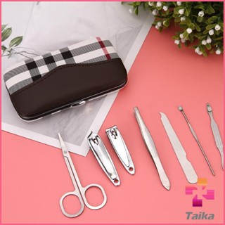 Taika กรรไกรตัดเล็บ ชุด 7 ชิ้น ชุดเครื่องมือทำเล็บ พร้อมส่ง คละสี Nail clippers