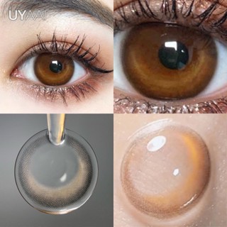 Uyaai คอนแทคเลนส์สีน้ําตาลอ่อนสําหรับแต่งหน้าเครื่องสําอางไฮไลท์สีน้ําตาล