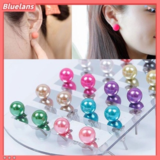 12 Pair Ear ต่างหูแบบติดหู Faux Pearl Round Ball Eardrop