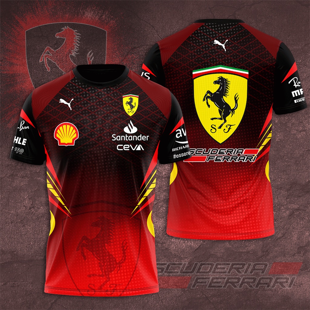 Scuderia FERRARI Racing Teams 三维 พิมพ์ผู้ชายเสื้อยืดฤดูร้อนแขนสั้นเด็กเสื้อผ้ากีฬาผู้หญิงเสื้อยืด