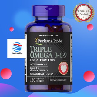 Puritans Pride Triple Omega 3-6-9 Fish Oil &amp; Organic Flaxseed Oil / 120 Softgels