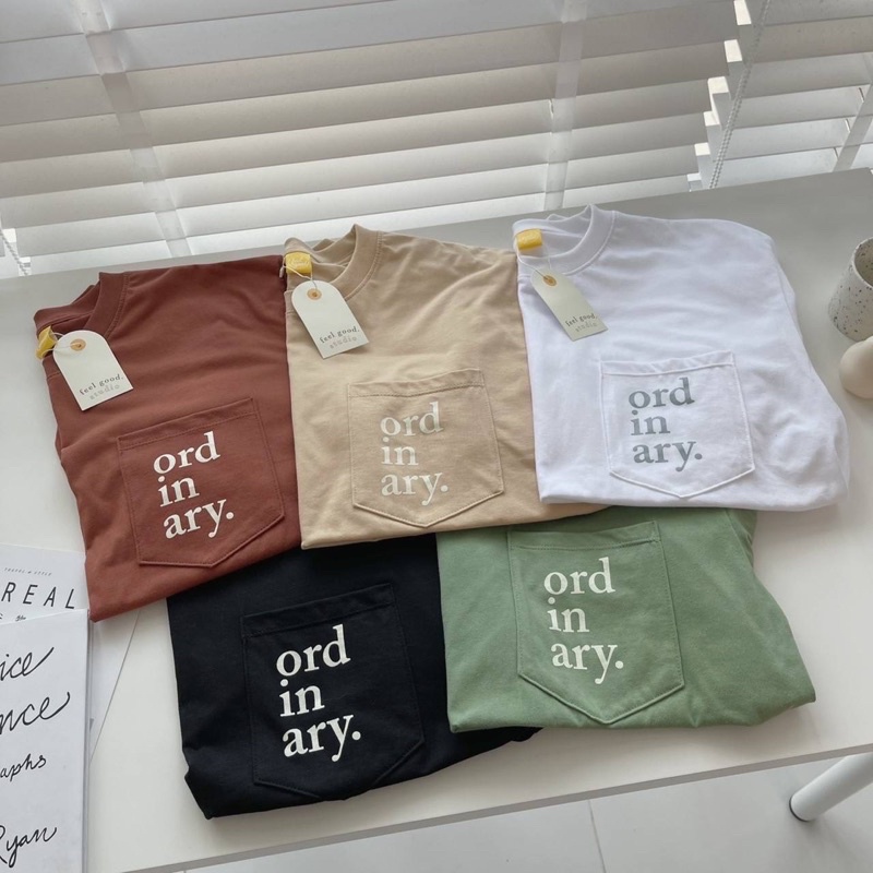 Sugarbeetshop | F55 มีประเป๋าปัก Ordinary. เสื้อโอเวอร์ไซส์ผ้า cotton มี 5 สี