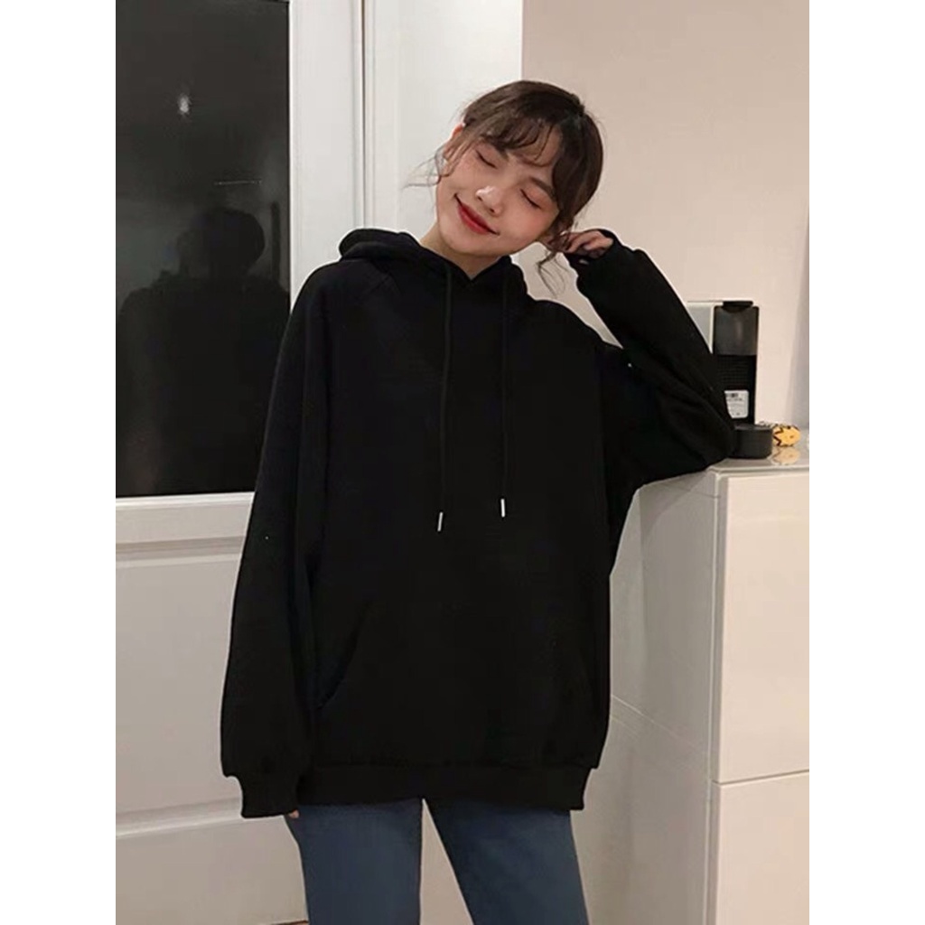 เสื้อแจ็คเก็ต Hodie Basic Balck Ulzzang Unisex Plain Hodie