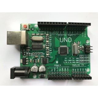 Green Arduino UNO R3 SMD บอร์ดเขียว พร้อมก้างปลาและสาย USB