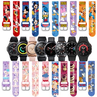 สายนาฬิกาข้อมือซิลิโคน พิมพ์ลาย Disney Mickey Mouse สําหรับ Samsung galaxy Watch 3 4 5 Active2 Gear S3 Sport