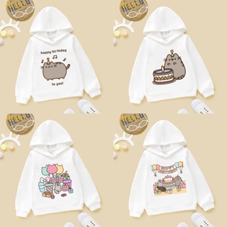 เสื้อแจ็กเก็ตกันหนาว มีฮู้ด พิมพ์ลายแมว Pusheen น่ารัก แฟชั่นฤดูใบไม้ผลิ และฤดูใบไม้ร่วง และฤดูหนาว สําหรับเด็กผู้ชาย และเด็กผู้หญิง