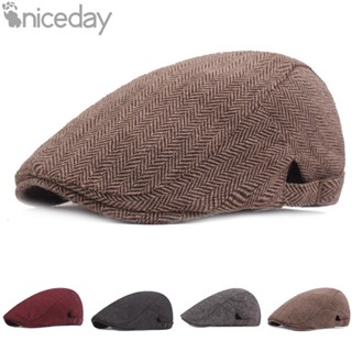 #NICEDAY-Men Herringbone Ivy Hat Stripe Gatsby Cap Golf Driving Flat Cabbie Newsboy