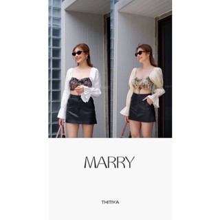 🦋 Marry Crop เสื้อครอปแขนพอง ผ้าทอลายสวย ป้าย thitiya by intuon