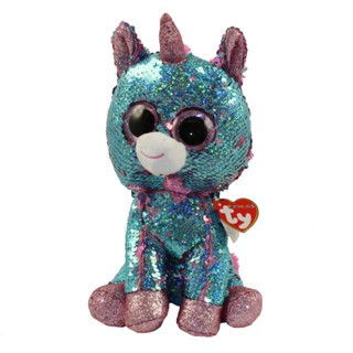 TY ตุ๊กตา ทีวาย CELESTE - sequin aqua/pink unicorn med