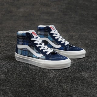 Vans Sk8-Hi x Pendleton รองเท้าผ้าใบลําลอง ลายสก๊อต สีฟ้า สําหรับผู้ชาย ผู้หญิง