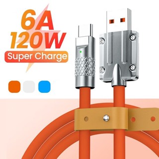 120w 6A Super Fast Charge Type-C สายชาร์จ Micro USB สายเคเบิลซิลิโคนเหลว ชาร์จเร็ว lOS USB C สายเคเบิล