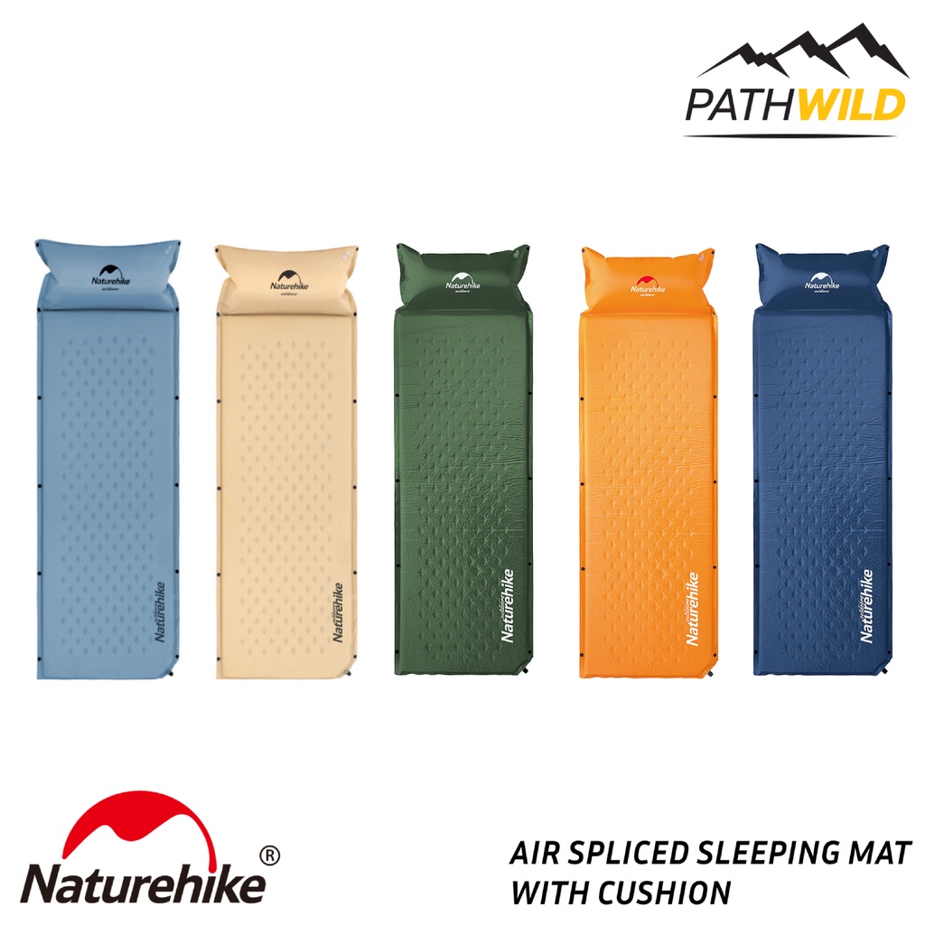 แผ่นรองนอนแบบพองลมได้เอง NATUREHIKE AIR SPLICED SLEEPING MAT WITH CUSHION หนา 2.5 cm พร้อมหมอนเป่าลม
