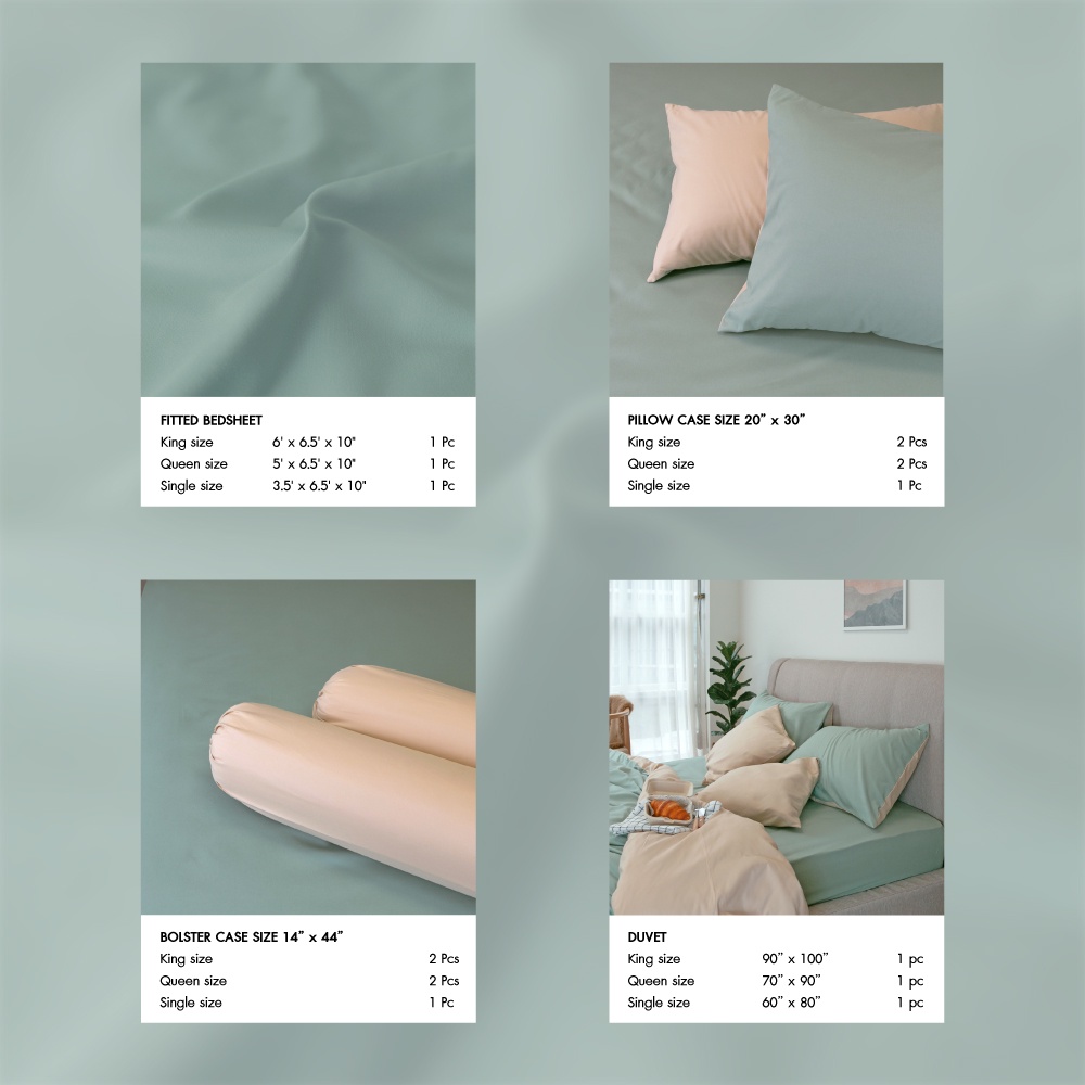 Darling Mattress Two-tone Collection ชุดผ้าปูและผ้านวมนาโนเทค รุ่นทูโทนทูโทน 2สี 2 สไตล์ในชุดเดียว สีกรีนนิช