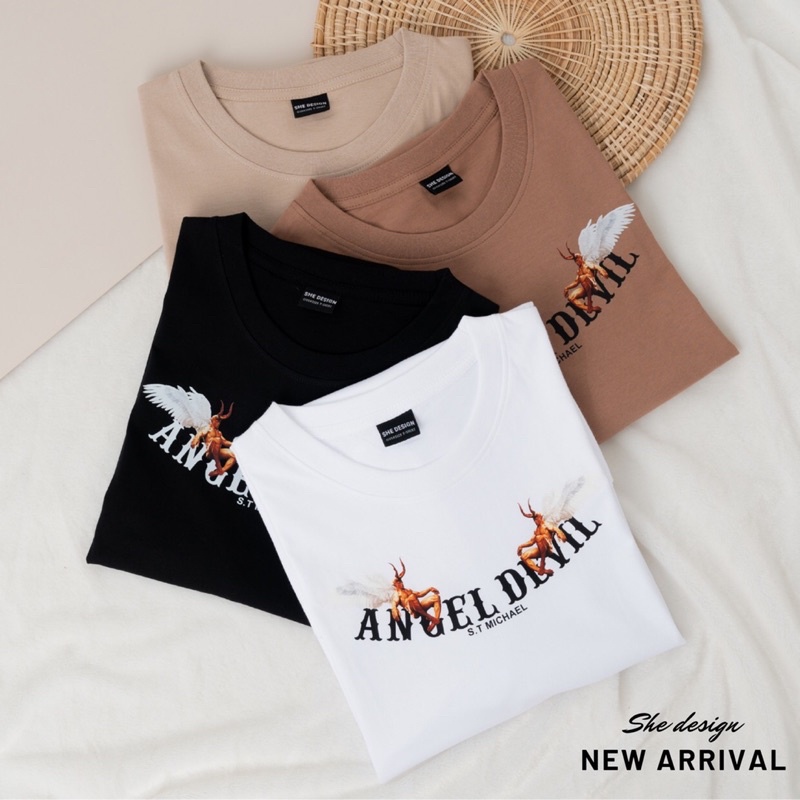 New Arrivals เสื้อยืดโอเวอร์ไซส์ Oversize She Design ( ANGEL DEVIL)