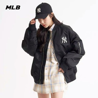 Mlb100% เสื้อแจ็กเก็ตเบสบอลลําลอง ปักลาย สีพื้น แฟชั่นสําหรับผู้ชาย และผู้หญิง