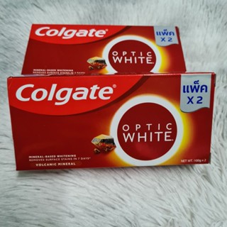 ❣️แพ็คคู่ 100 กรัม ×2❣️ Colgate optic white volcanic mineral คอลเกต อ๊อปฟติค ไวท์ โวลคานิค มิเนอรัล