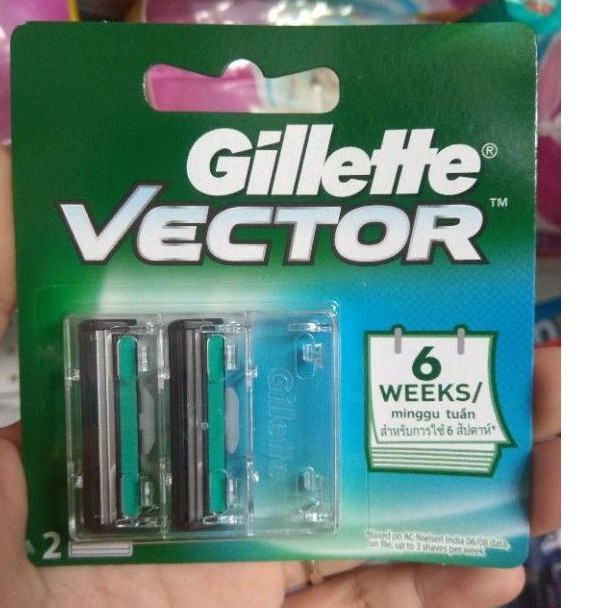 Gillette ยิลเลตต์ เวคเตอร์ โรงงานไทย Vector ใบมีดโกน 2 ชิ้น