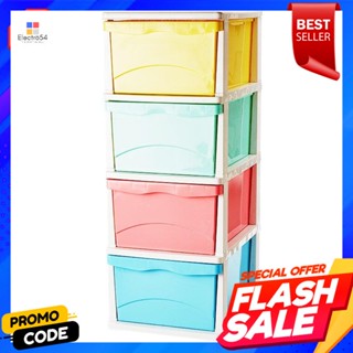 เบสิโค ตู้ลิ้นชักพลาสติก 4 ชั้น รุ่น 4/59 หลากสีBESICO 4 Tier Plastic Drawer Model 4/59 Multi Color