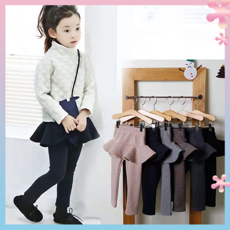 Girls' cotton skirt pants baby leggings spring and autumn Korean style slim fit stretch outer wear small leggings fake two-piece Children's pants fashion