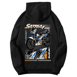 เสื้อกันหนาว มีฮู้ด สีฟ้า สําหรับรถจักรยานยนต์ Suzuki SATRIA F150