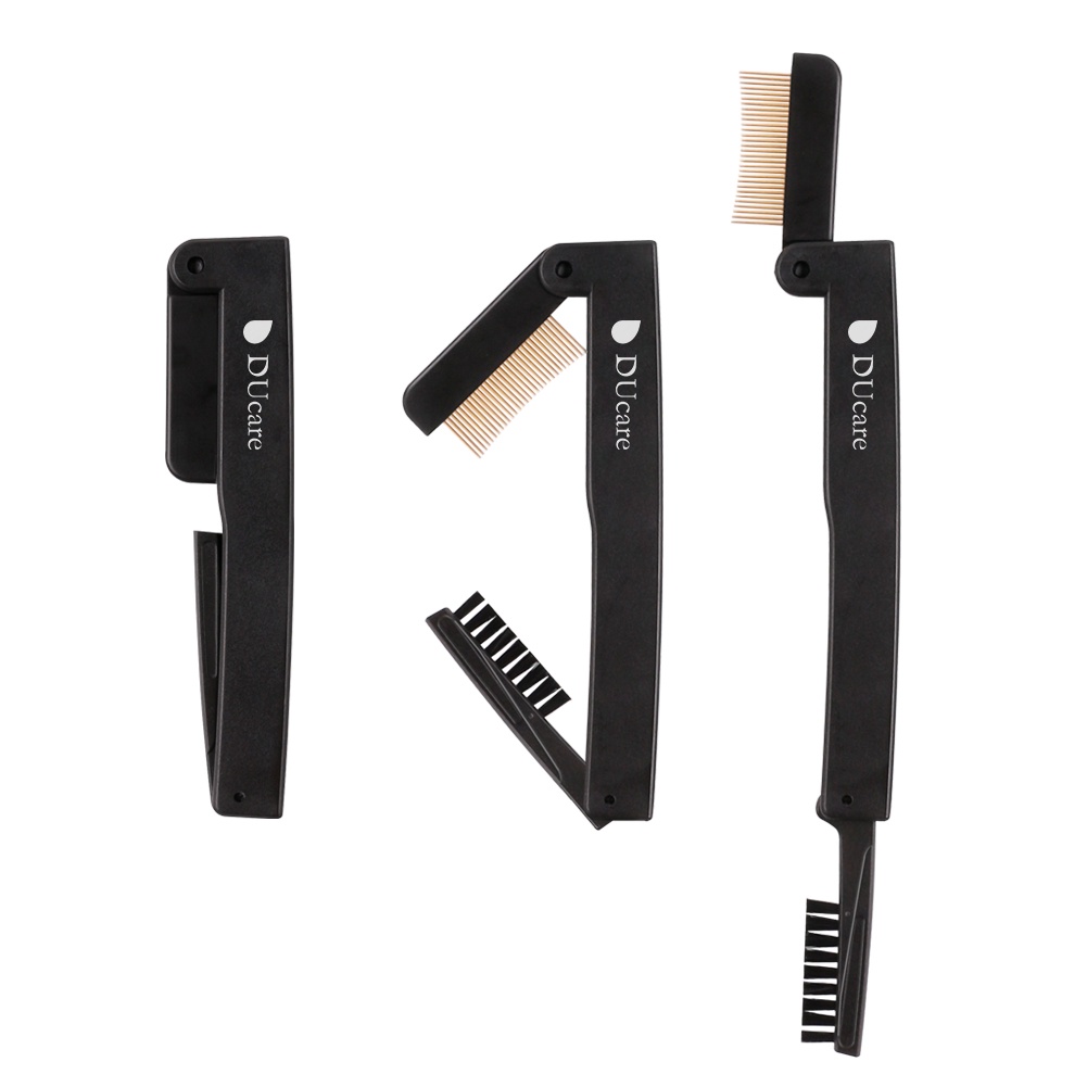 Ducare 2 in 1 แปรงเขียนคิ้ว พับได้ หวีขนตา แปรงแต่งหน้า หัวคู่ แปรงเขียนคิ้ว เครื่องมือแต่งหน้า