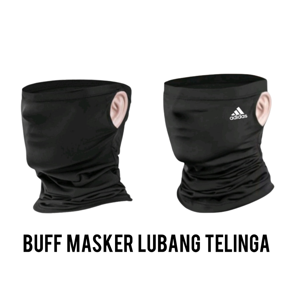 Hitam Plain Black Mens Buff Mask Sports Buff Mask Face Protector Bandana Buff Motorcycle Mask