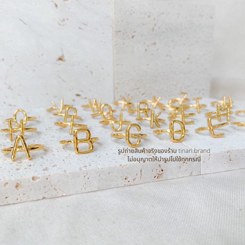 alphabet ring tinari 2 stainless gold silver name แหวนตัวอักษร ของขวัญ