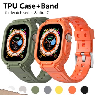 สายนาฬิกาข้อมือ TPU พร้อมเคส สําหรับ Apple Watch Band 8 Ultra 49 มม. iWatch Series 8 pro 7 6 5 4 SE 40 41 42 มม. 44 มม. 45 มม.